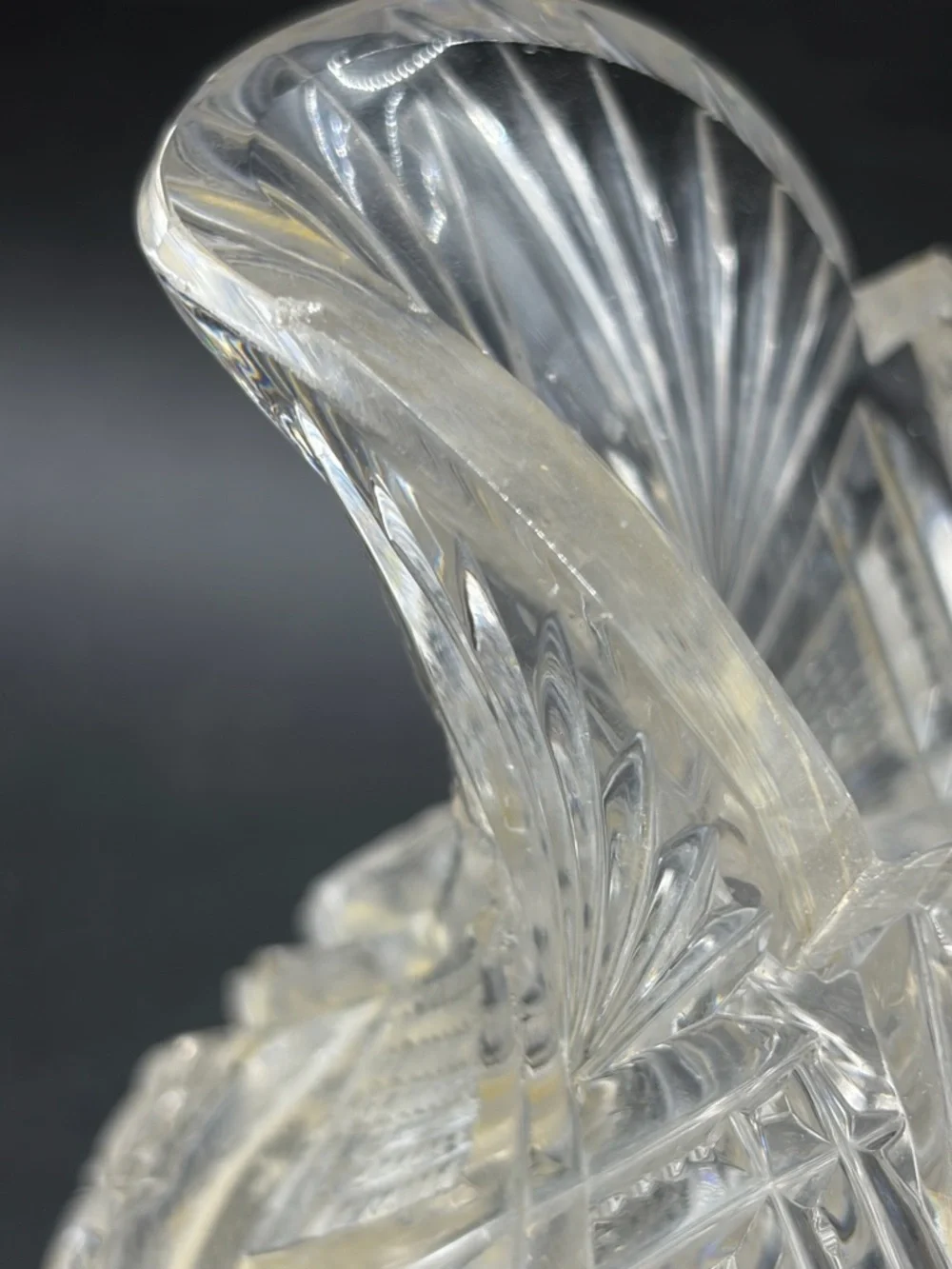TW Signed Vintage Cut Crystal Jug Pitcher Creamer Pourer Vessel Tableware Decor